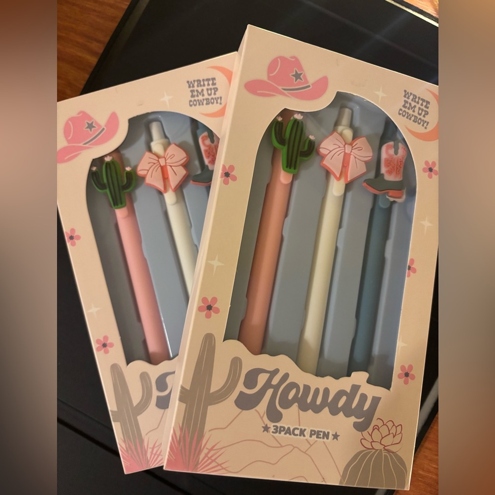 (2) 3 Pack Howdy Cowboy Western Pens